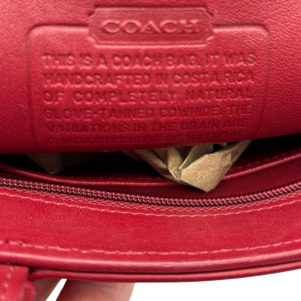 STUNNING COACH VINTAGE RED WAVERLY LEATHER TOTE BAG 4133 - Picture 5 of 9